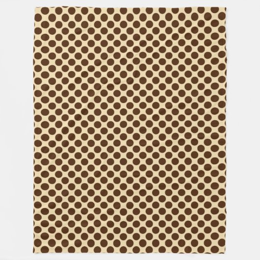 Grote retro-stippen - chocoladebruin en geelbruin fleece deken (Voorkant)
