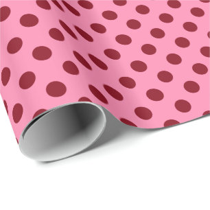 Grote retro-stippen - glanzend roze cadeaupapier