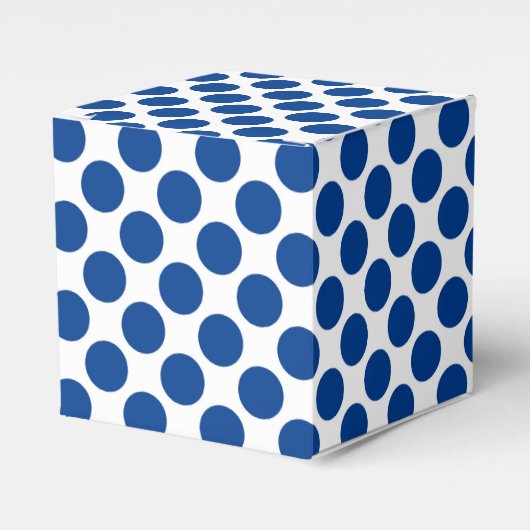 Grote retro-stippen - kobalt blauw en wit bedankdoosjes (Voorkant Zijde)