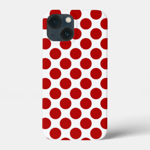 Grote retro stippen - rood en wit iPhone 13 mini hoesje