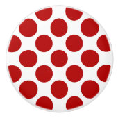 Grote retro stippen - rood en wit keramische knop (Voorkant)
