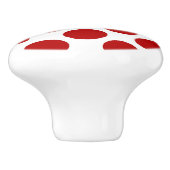 Grote retro stippen - rood en wit keramische knop (Zijkant)