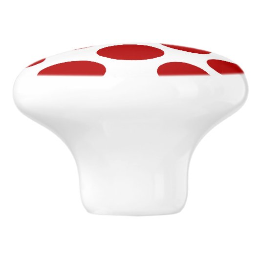 Grote retro stippen - rood en wit keramische knop (Zijkant)