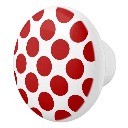 Grote retro stippen - rood en wit keramische knop (Rechts)