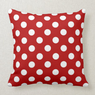 Grote retro stippen - rood en wit kussen