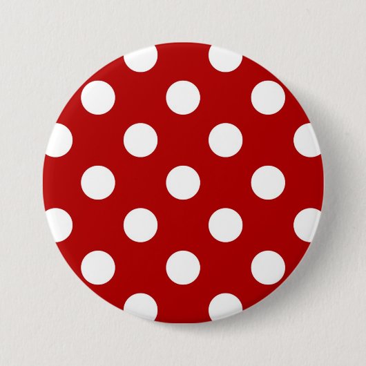 Grote retro stippen - rood en wit ronde button 7,6 cm (Voorkant)