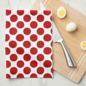 Grote retro stippen - rood en wit theedoek (Quarter Fold)