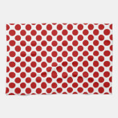 Grote retro stippen - rood en wit theedoek (Horizontaal)
