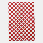 Grote retro stippen - rood en wit theedoek (Verticaal)