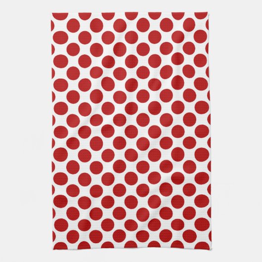 Grote retro stippen - rood en wit theedoek (Verticaal)