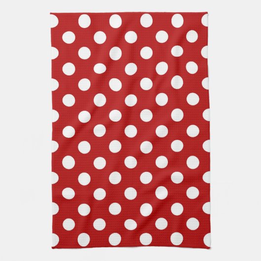 Grote retro stippen - rood en wit theedoek (Verticaal)