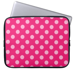 Grote retro stippen - roze op een felroze achtergr laptop sleeve