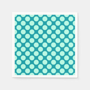 Grote retro-stippen - turquoise en aqua servetten