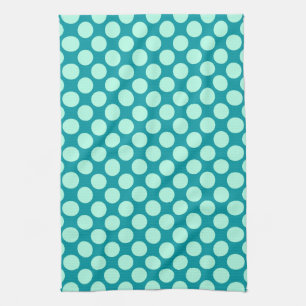 Grote retro-stippen - turquoise en aqua theedoek