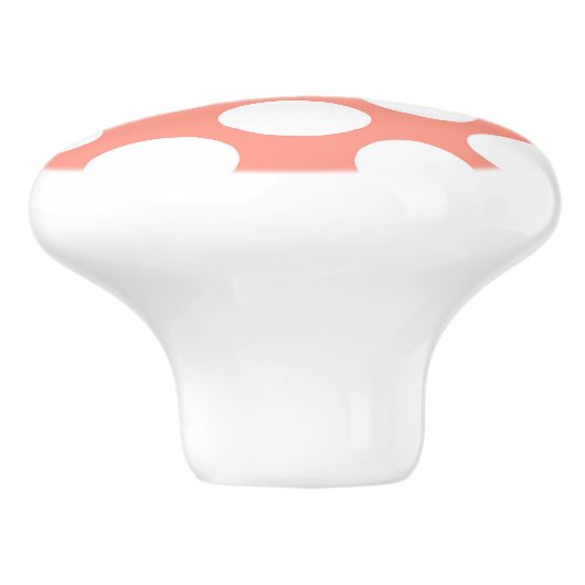 Grote retro-stippen - wit en koraalroze keramische knop (Zijkant)