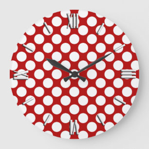 Grote retro stippen - wit en rood klok