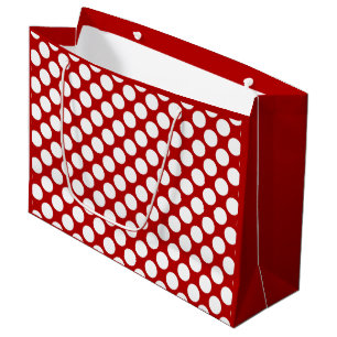 Grote retro stippen - wit en rood large cadeautasje