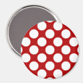 Grote retro stippen - wit en rood magneet (Voorkant / Achterkant)