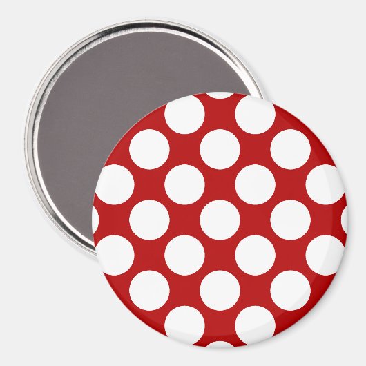 Grote retro stippen - wit en rood magneet (Voorkant / Achterkant)