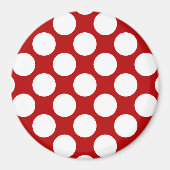 Grote retro stippen - wit en rood magneet (Voorkant)