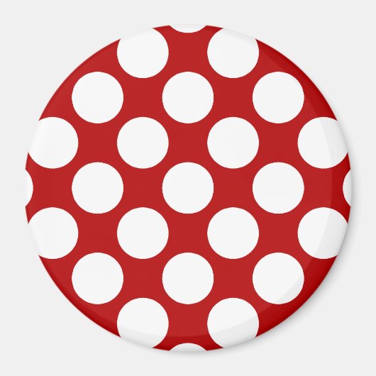 Grote retro stippen - wit en rood magneet (Voorkant)