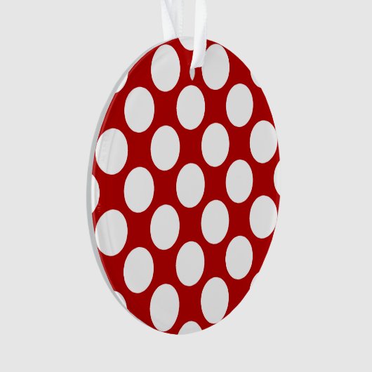 Grote retro stippen - wit en rood ornament (voorkant)