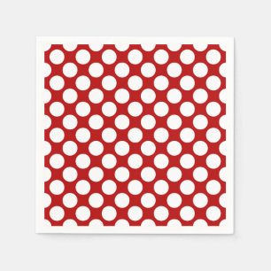 Grote retro stippen - wit en rood servetten