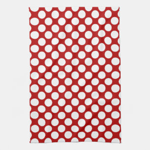Grote retro stippen - wit en rood theedoek