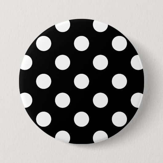 Grote retro-stippen - zwart-wit ronde button 7,6 cm (Voorkant)