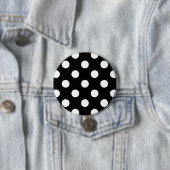 Grote retro-stippen - zwart-wit ronde button 7,6 cm (In situ)