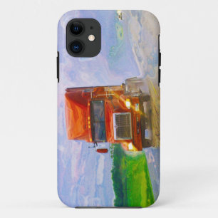 Grote Rig Red Truck in een Regenstorm Hoesje