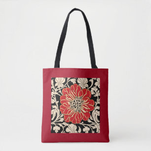 Grote rode Art Nouveau Bloem Draagtas