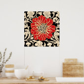 Grote rode Art Nouveau Bloem Poster (Keuken)