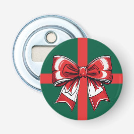 Grote Rode Bow Groene Kerst Decor Vakantie Bright Button Flesopener