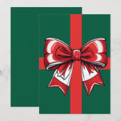 Grote Rode Bow Groene Kerst Decor Vakantie Bright Kaart (Voorkant / Achterkant)