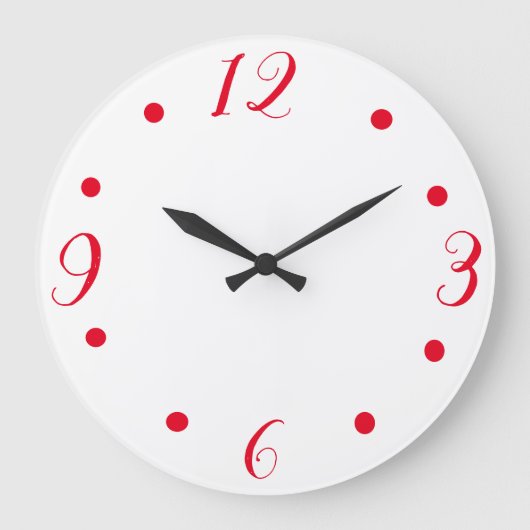 Grote rode cijfers op een witte klok (Voorkant)