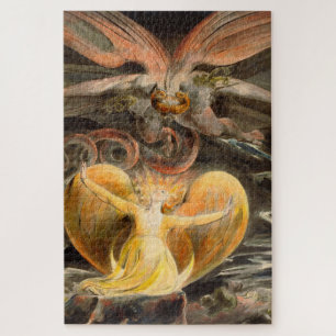 Grote Rode draak en de vrouw met zon Legpuzzel