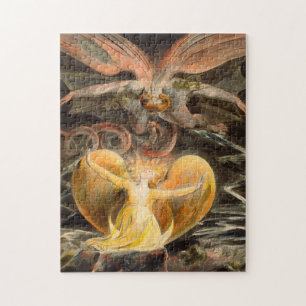 Grote Rode draak en de vrouw met zon Legpuzzel