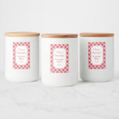 Grote Rode Gingham Labels Voedselcontainer Etiket (Flessen)