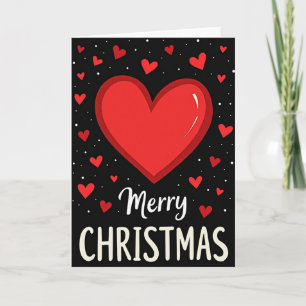 Grote Rode Hart Zwarte Kerstkaart Kaart