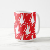 Grote rode harten papier cup koffiemok (Voorkant rechts)