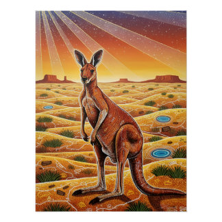 Grote rode kangoeroe in de Australische outback Perfect Poster