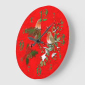 Grote rode kardinaal en Engelse Robin Wall Clock Grote Klok (Hoek)
