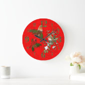 Grote rode kardinaal en Engelse Robin Wall Clock Grote Klok (Huis)
