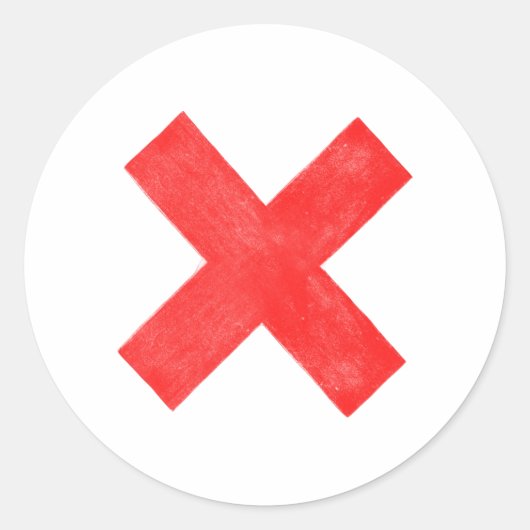 grote rode letter x ronde sticker (Voorkant)