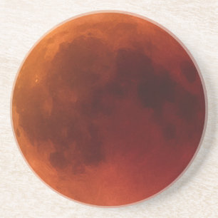 Grote rode maansverduistering Maan Grafisch Zandsteen Onderzetter