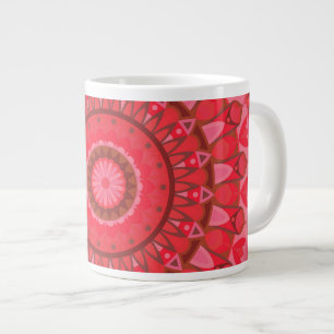 Grote Rode Mandala Warme Boho Patroon Knus Cadeau Extra Grote Beker
