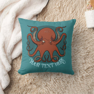 Grote rode octopus kunstwerk gepersonaliseerde tek kussen