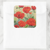 Grote rode papaver vierkante sticker (Tas)