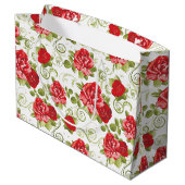 Grote rode rozenkoppen afdrukken groot cadeauzakje (Achterkant Gekanteld)